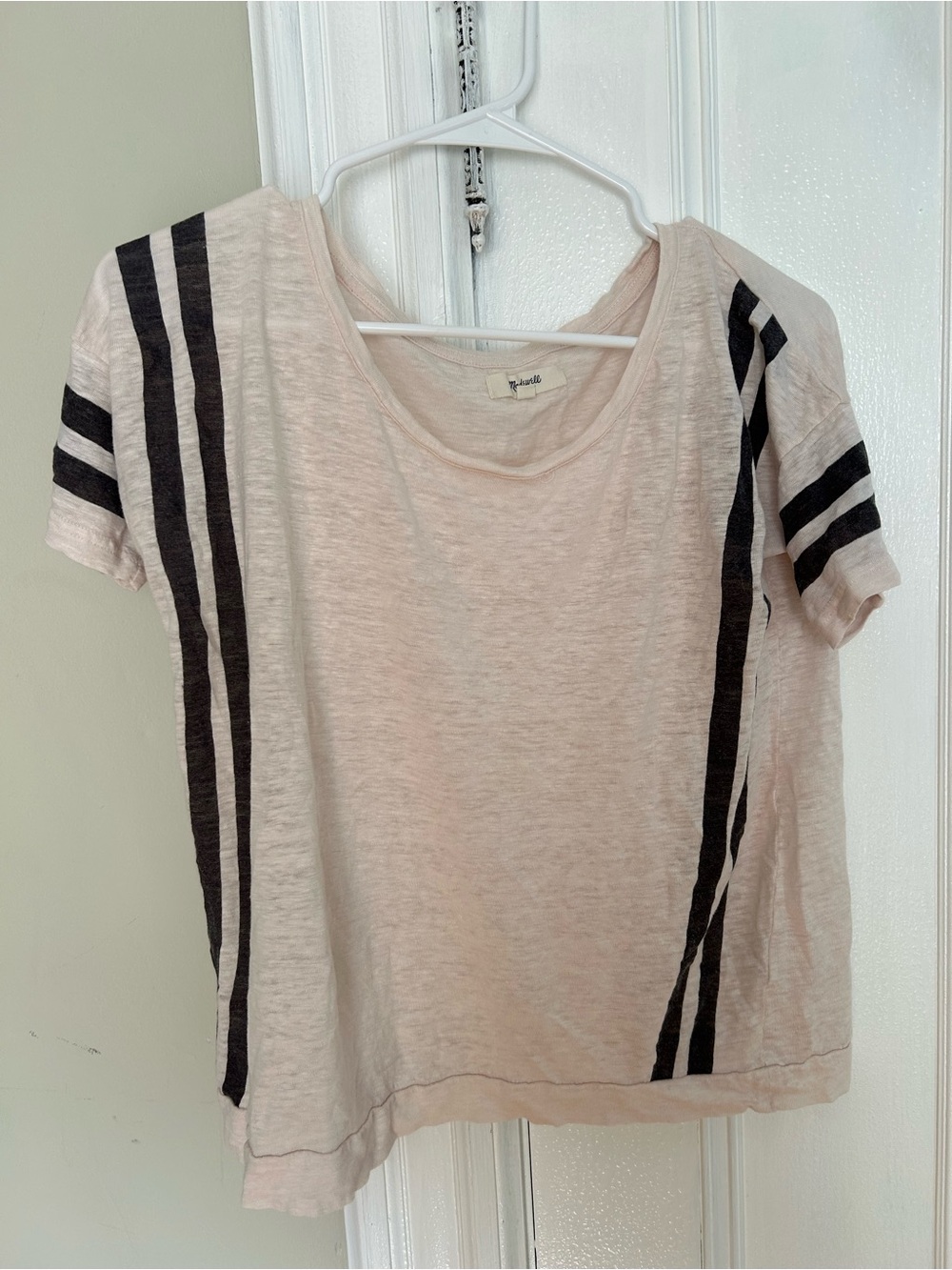 Madewell Banded Linen Tee In Courtstripe XS